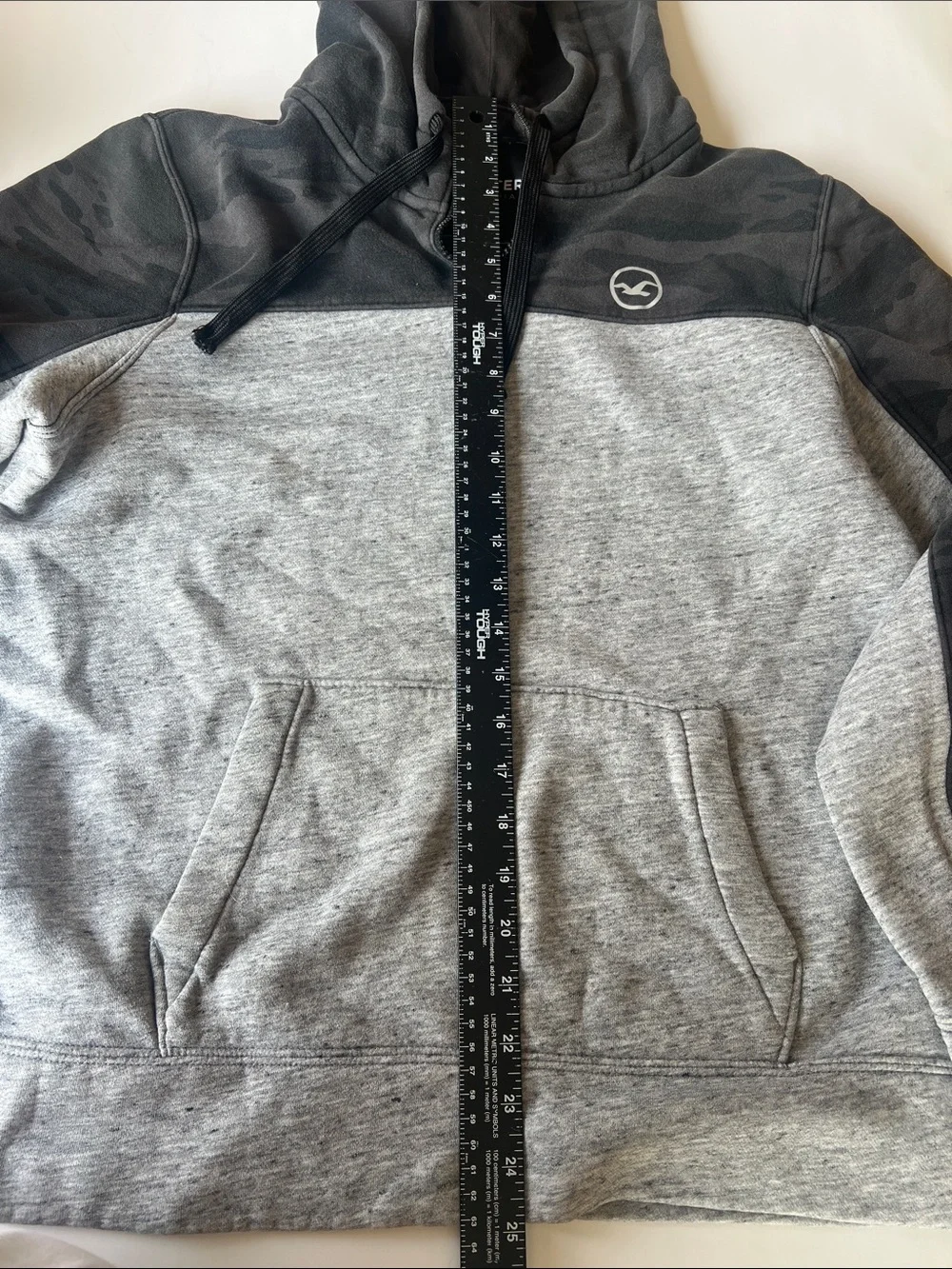 Hollister Gray & Charcoal Camo-Accent Hooded Sweatshirt